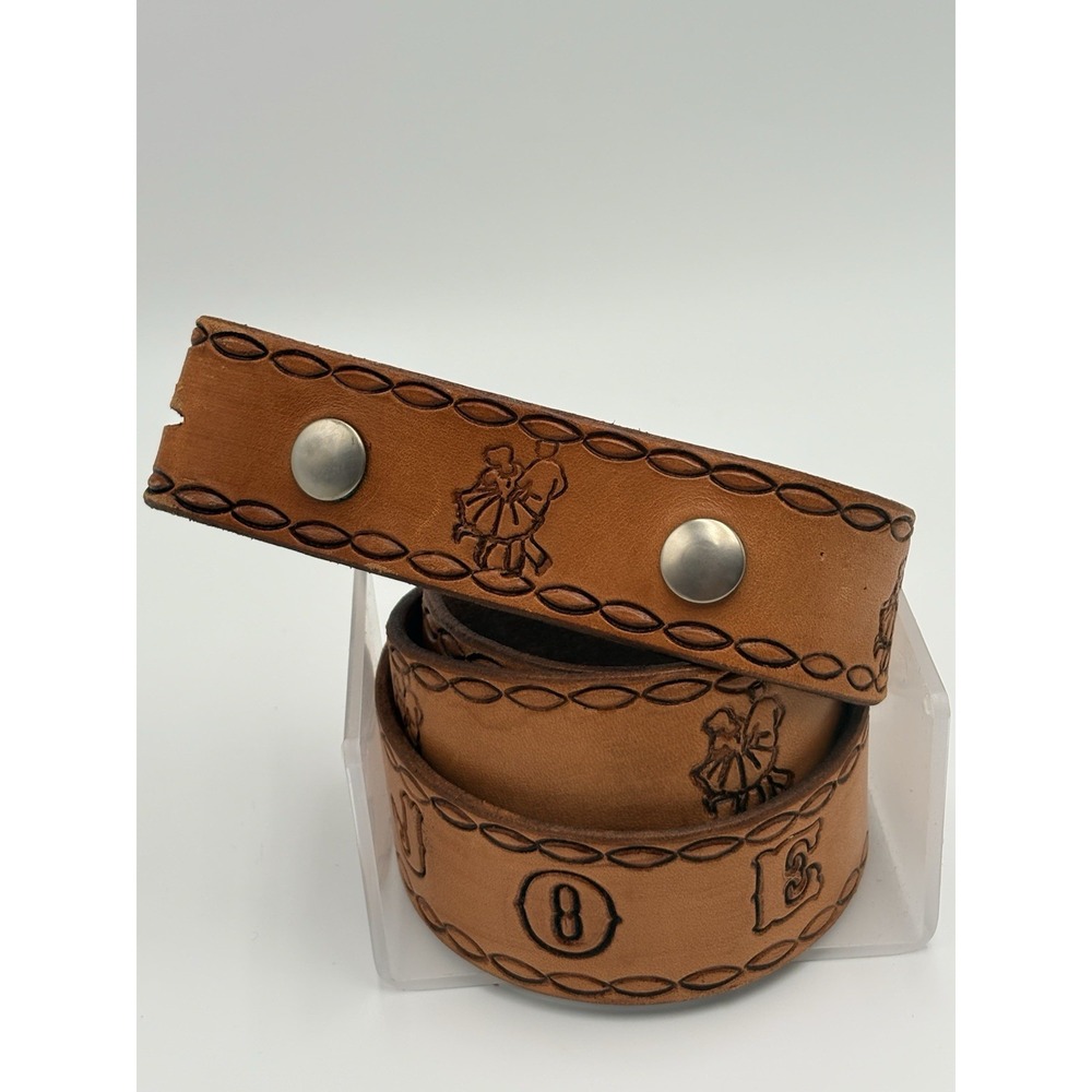 Hand Tooled Leather Square Dance Belt Mens 35 "Joe" Western Cowboy Vintage